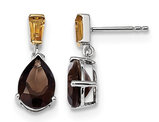 Smoky Quartz and Citrine Earrings 3.00 Carats (ctw) in Sterling Silver with 14K Accents